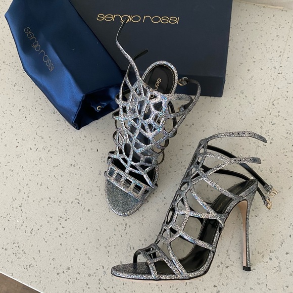 New Sergio Rossi silver puzzle sandals - Picture 7 of 15